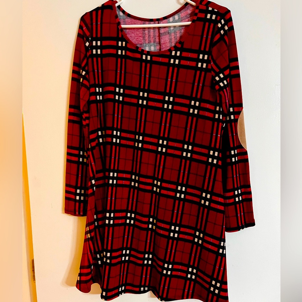 Womens Red Plaid Tunic